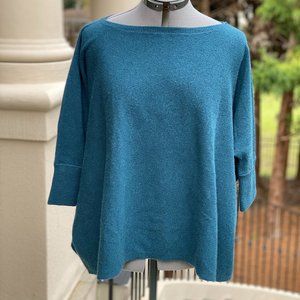 Garnet Hill Cashmere Sweater Turquoise Medium